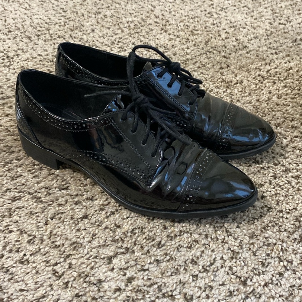 Anne Klein patent black oxfords - need some cleaning but still life left in them